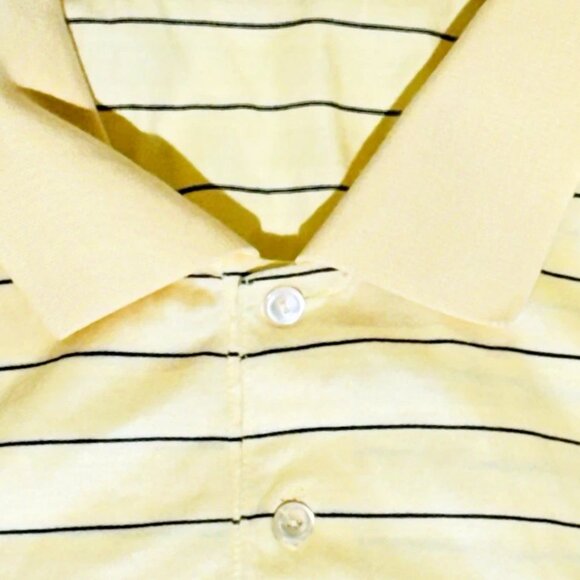 Peter Millar Men’s L Yellow Striped Polo Shirt Double Mercerized Cotton EUC - Picture 5 of 7